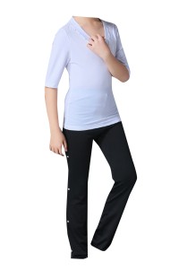 Custom-made Latin dance competition dance clothes, design solid color V-neck dance clothes, dance clothes suit supplier SKDO001 detail view-2